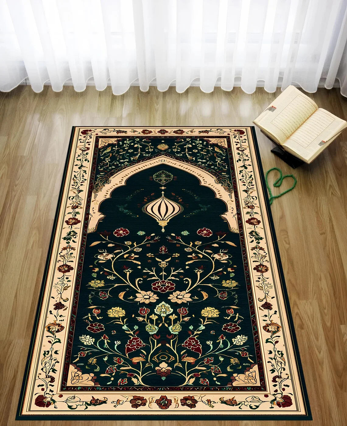 Islamic Prayer Mat | Persian Floral Non-Slip Sajadah Rug