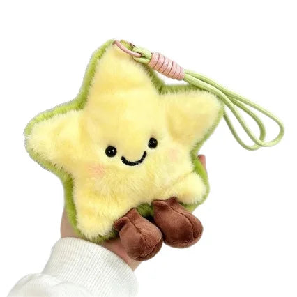 Kawaii Plush Star Keychain – Cute Smiley Stuffed Bag Charm