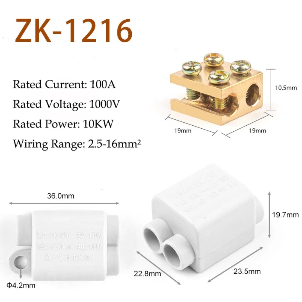 Brass High Power Wire Splitter Terminal Block 60A–100A