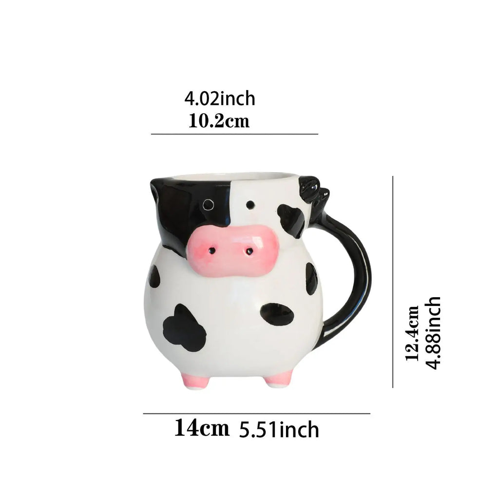 Kesoto Ceramic Cow Print Mug – Coffee, Tea & Oatmeal Cup