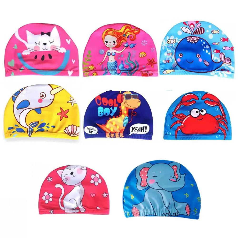 Cartoon Kids Swim Cap – Waterproof Baby & Children Swim Hat