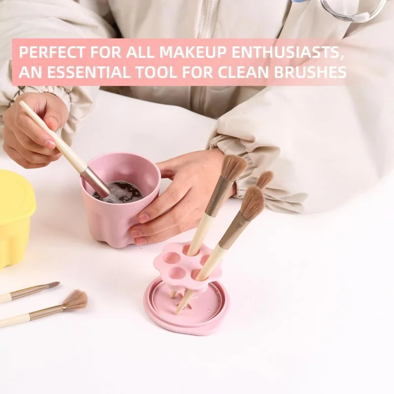 3-in-1 Silicone Makeup Brush Cleaner Mat & Drying Holder Kit