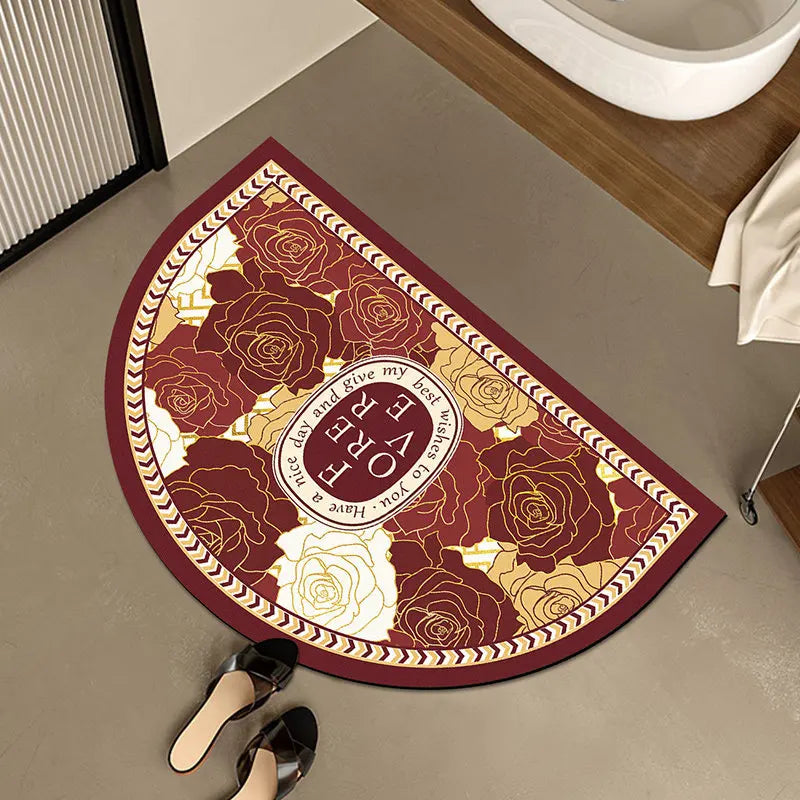 Semi-Circular Retro Anti-Slip Floor Mat – Bathroom & Entryway