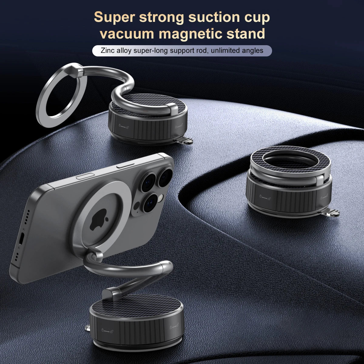 MagSafe Magnetic Car Phone Mount – 360° Suction Cup Holder
