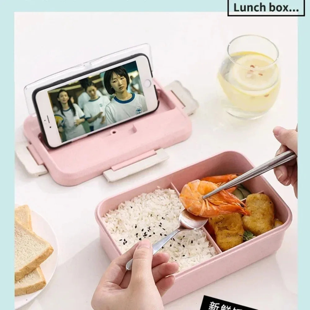 Wheat Straw Bento Lunch Box with Spoon & Chopsticks