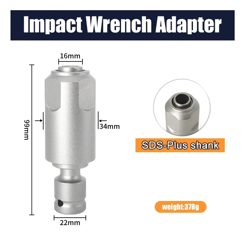 SDS-Plus & Square Adapter – Impact Wrench to Electric Hammer