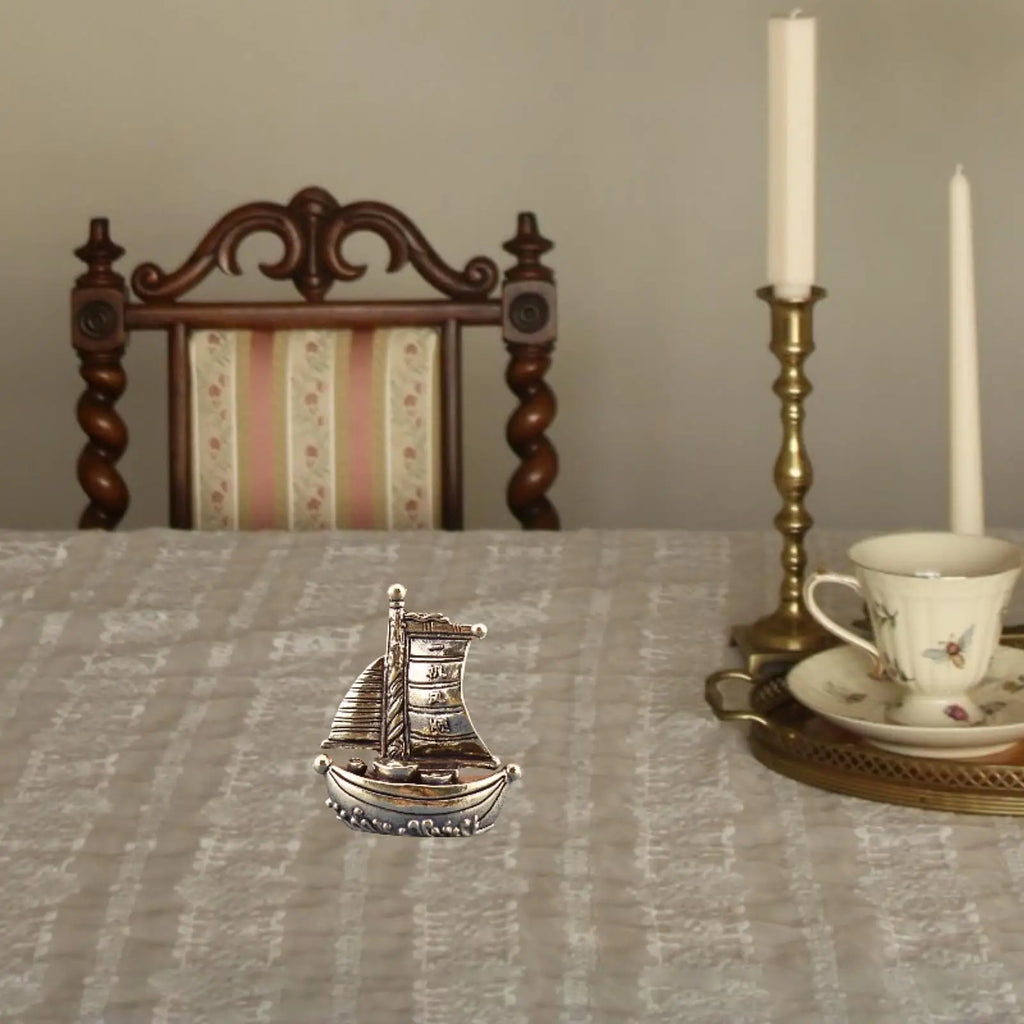 Brass Sailboat Miniature Figurine | Feng Shui Tabletop Décor