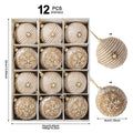 Rustic Christmas Ball Ornaments 12-Piece Jute Foam Set