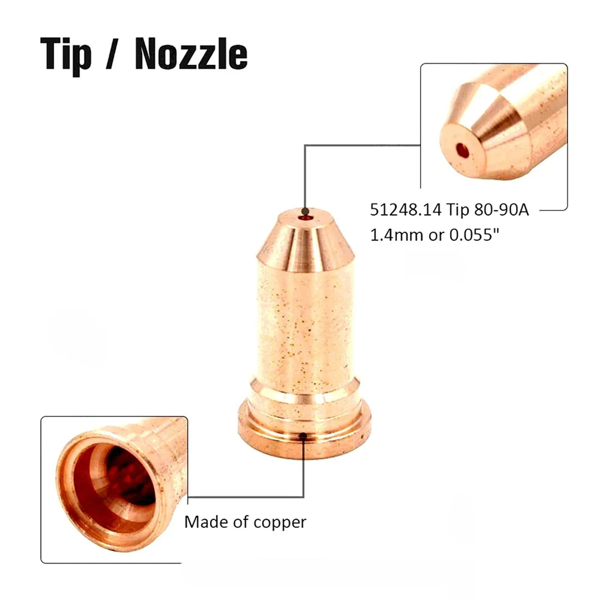10-Pack Plasma Torch Nozzle Tips 51246 51248 for PT-100 Series