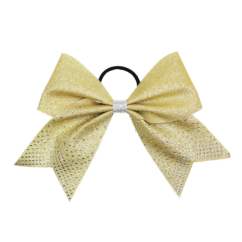 12-Pack 8" Glitter Rhinestone Cheer Hair Bows for Girls