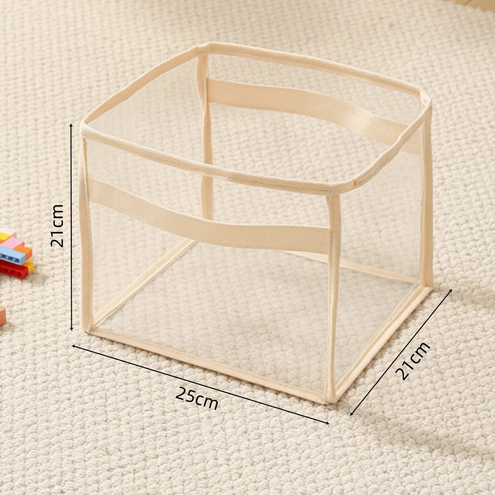 Transparent PVC Toy Storage Basket with Handle | Large Capacity