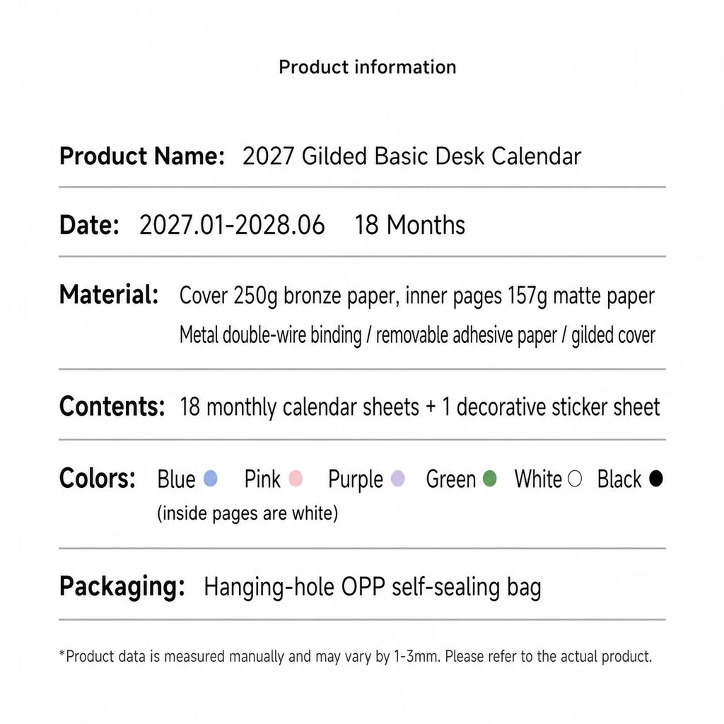 Mini Desktop Calendar 2027–2028 | Foil Stamped Morandi Planner