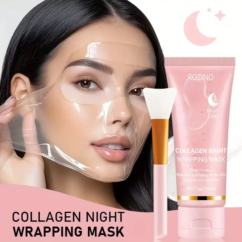 ROZINO Collagen Peel-Off Night Mask 75g + Free Brush