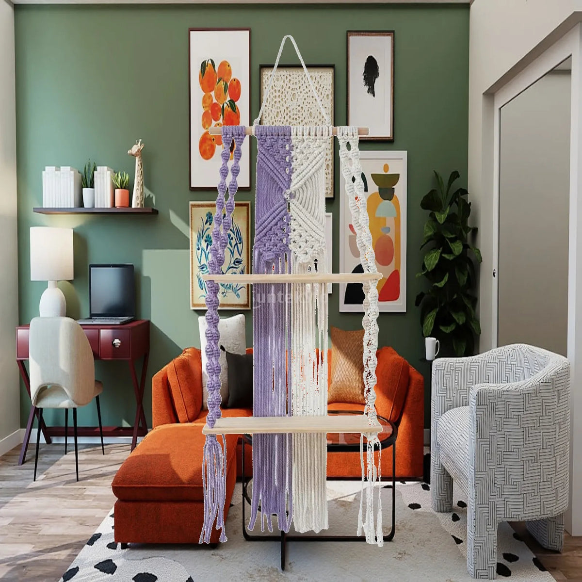 Macrame Wall Shelf – Boho Cotton Rope & Wood Shelves Décor