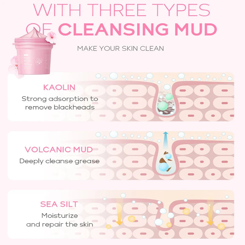 LAIKOU Sakura Mud Face Mask 100g – Oil Control & Pore Care