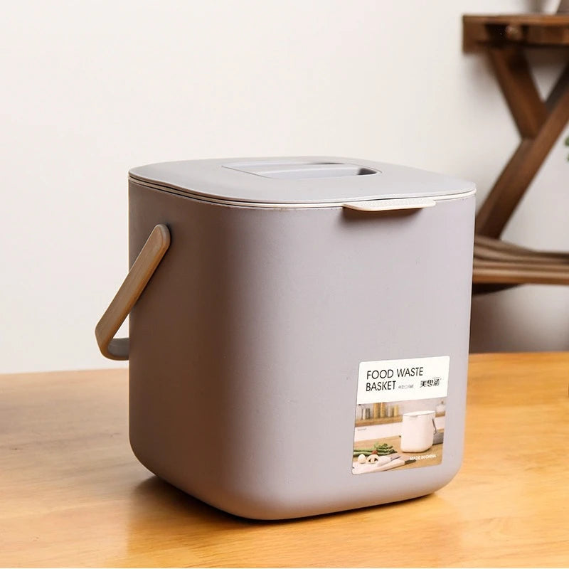 Portable Trash Can with Lid & Drain Basket | Dry Wet Waste