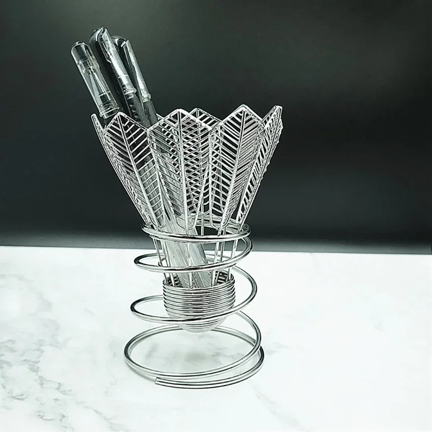 Badminton Stainless Steel Pen Holder & Desktop Organizer