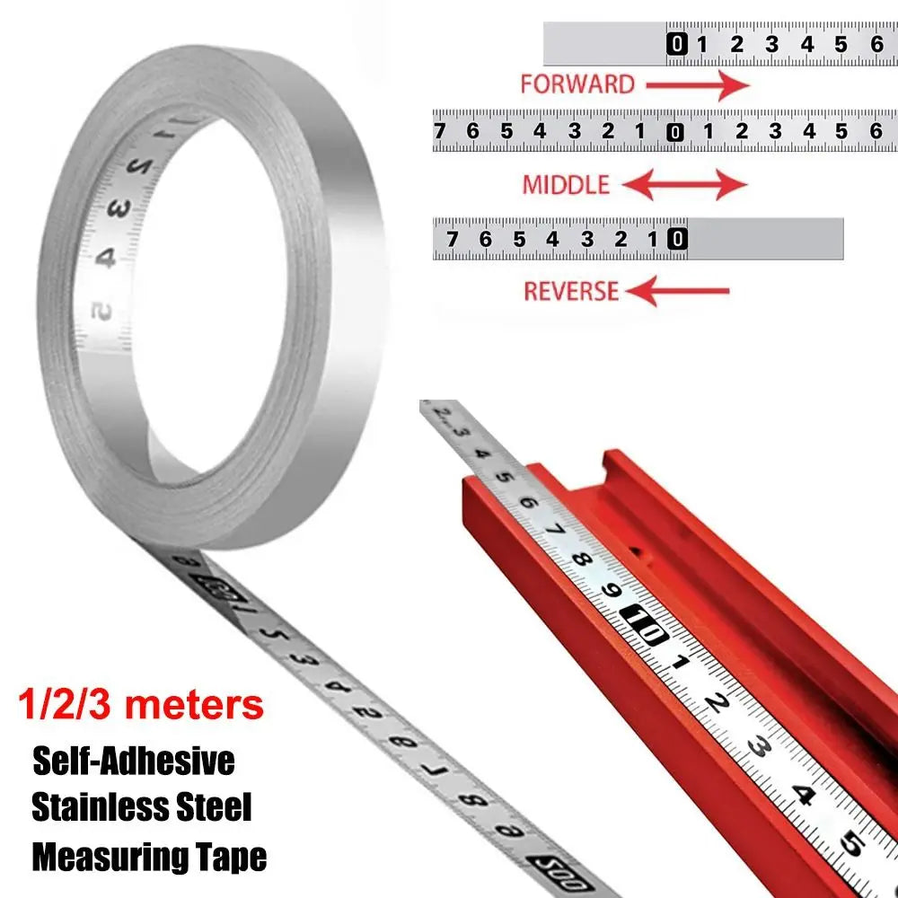 Self-Adhesive Stainless Steel Measuring Tape 12mm – 1/2/3m