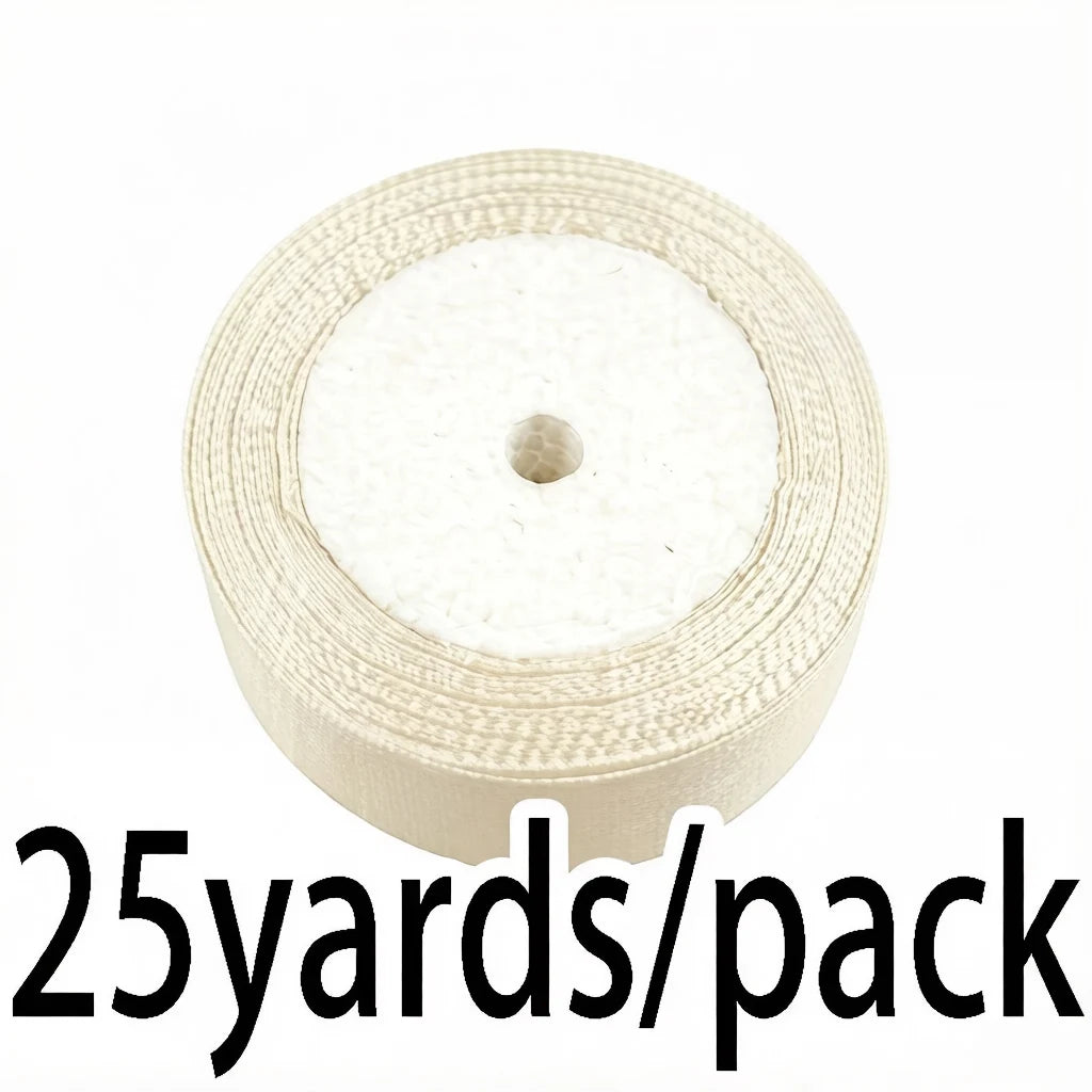 Ivory Satin Ribbon 25 Yards – Gift Wrap, Wedding & Holiday