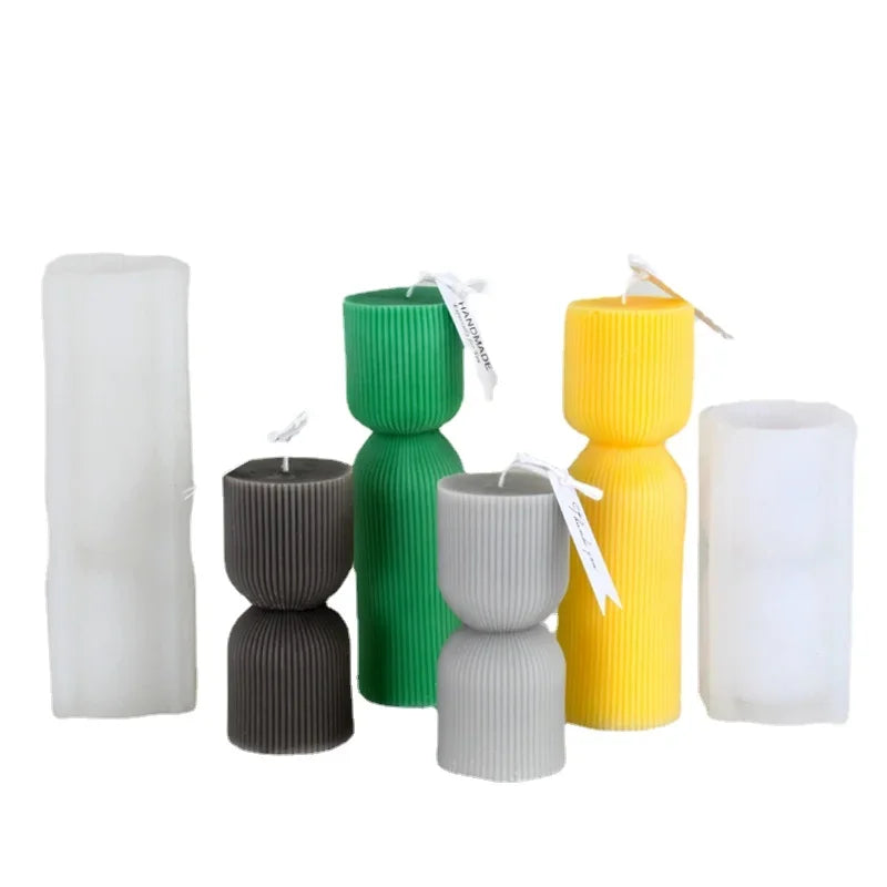 3D Striped Cylinder Silicone Mold for Candles, Soap & Resin