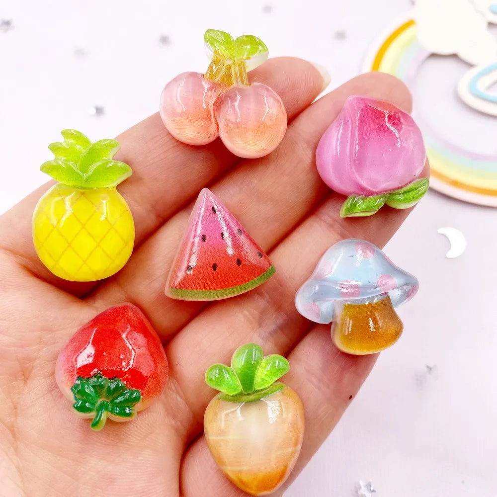 20PCS 3D Resin Fruit Flatback Figurines – DIY Scrapbook Craft