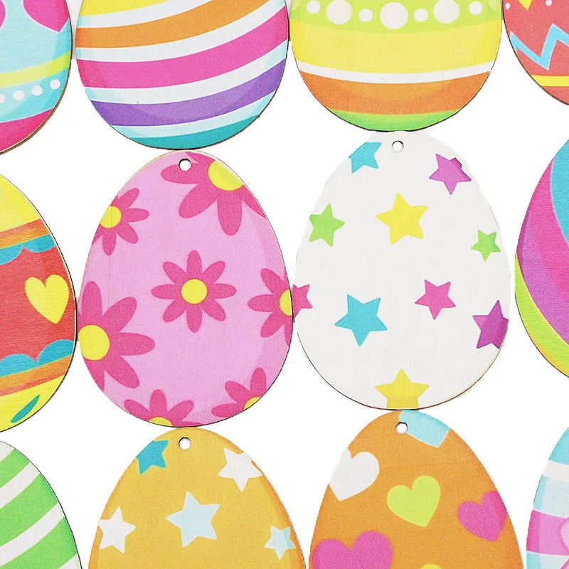 12-Pack Wooden Easter Egg Decorations – 80x60mm DIY Craft