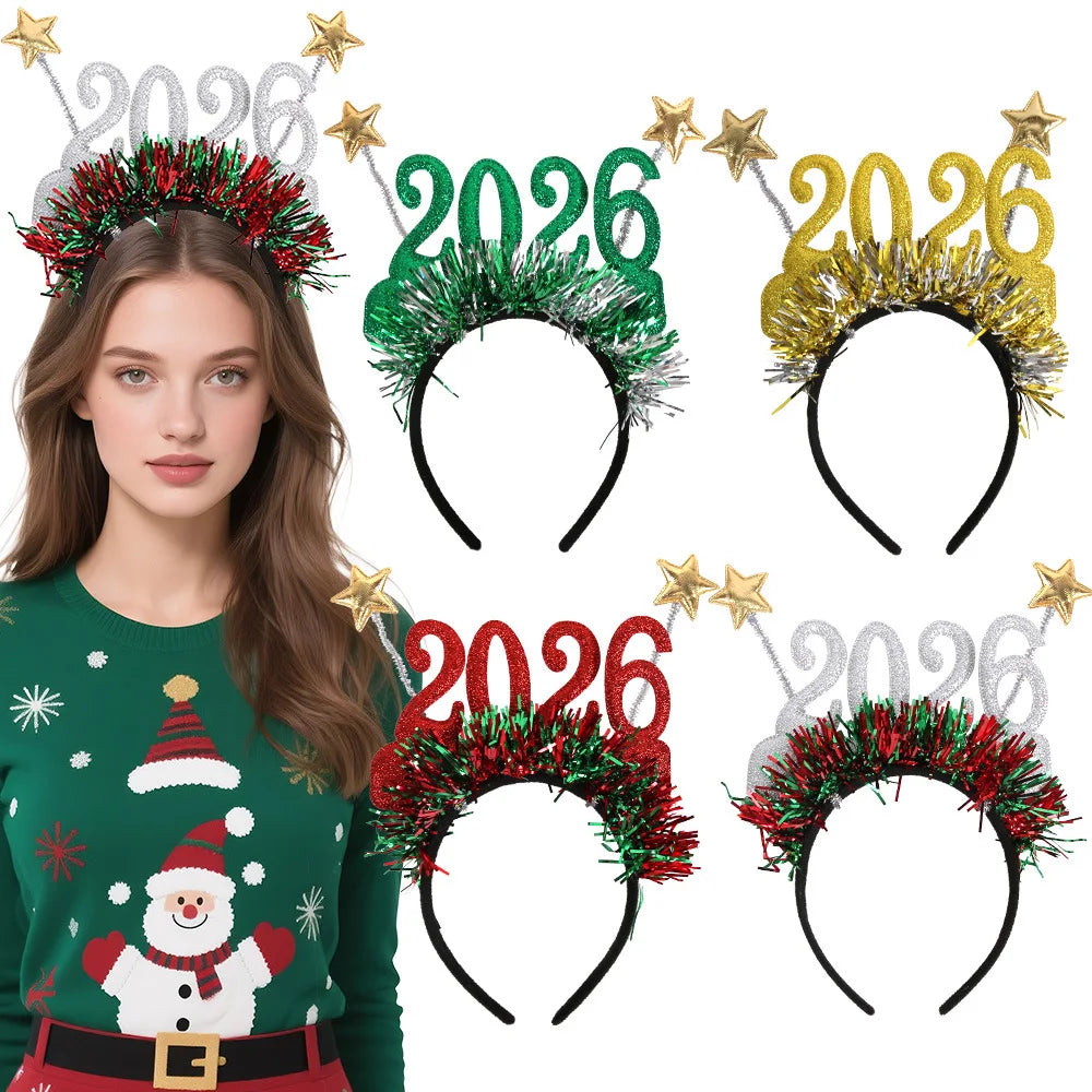 2026 New Year Glitter Sequin Headband – Party Hair Hoop