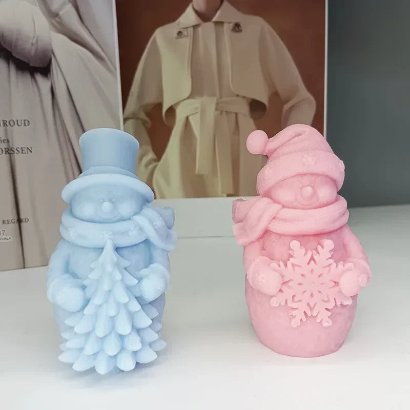 3D Santa & Snowman Silicone Candle Mold | Christmas Craft