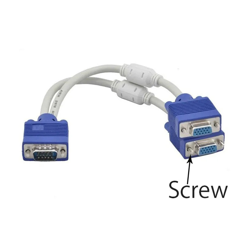 VGA Splitter Cable 1 Male to 2 Female HD15 Dual Monitor Adapter