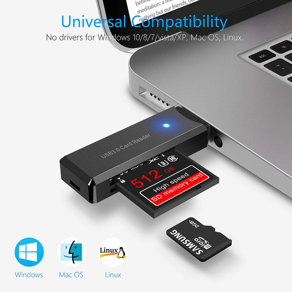 USB 3.0 Multi-Format Card Reader – SD, Micro SD, Up to 1TB