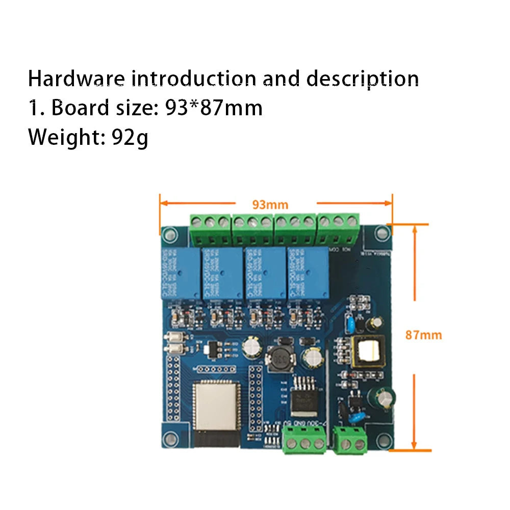 ESP32 Wi-Fi & BLE 4-Channel Relay Module | AC/DC Dev Board
