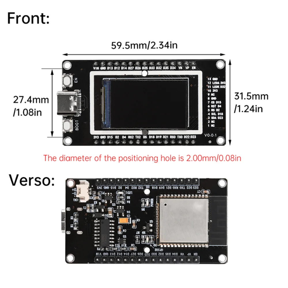 ESP32-WROOM-32 Dev Board with LCD, Wi-Fi & Bluetooth | Type-C