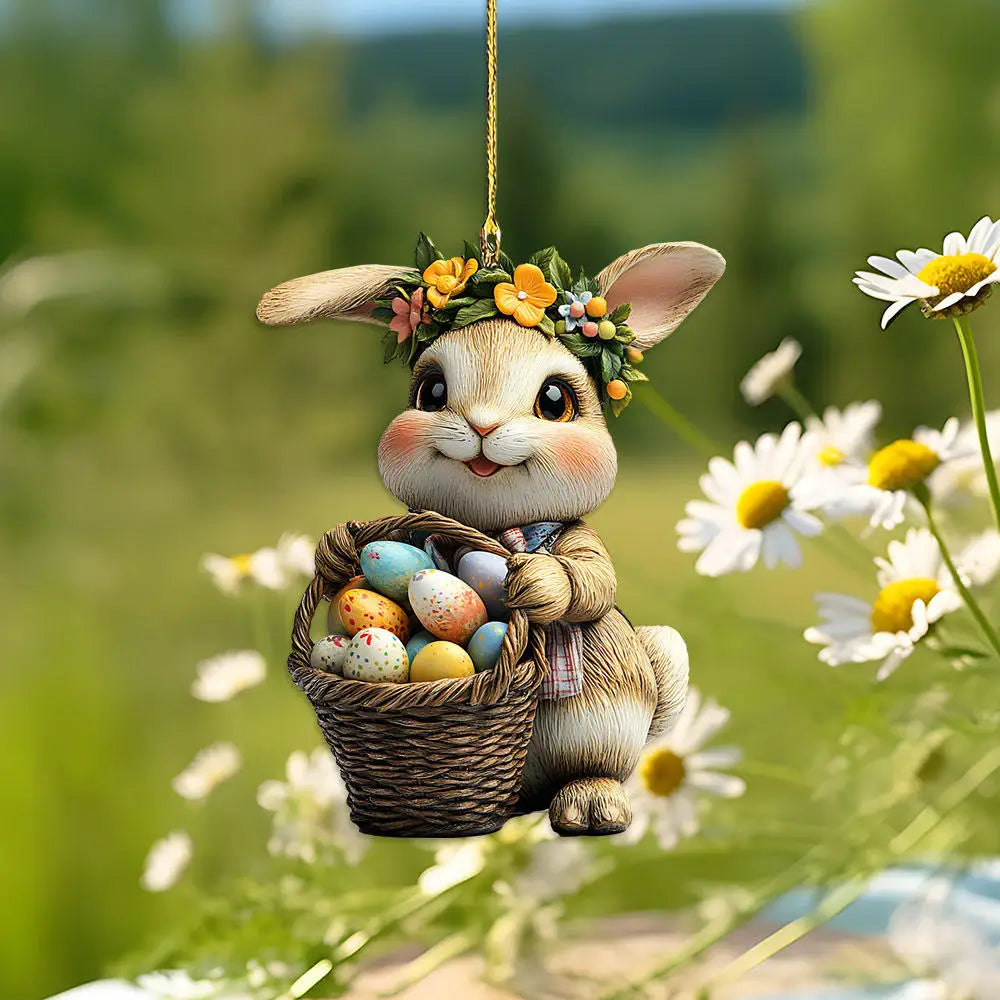Easter Bunny Coffee Cup Acrylic Charm Pendant – Spring 2025