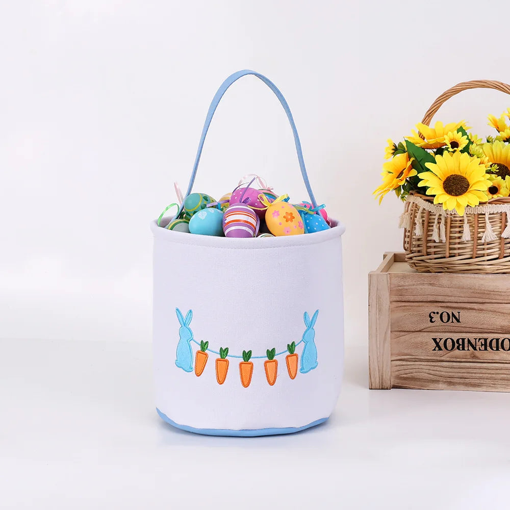 Easter Canvas Tote Bag – Bunny Egg Hunt & Candy Gift Basket