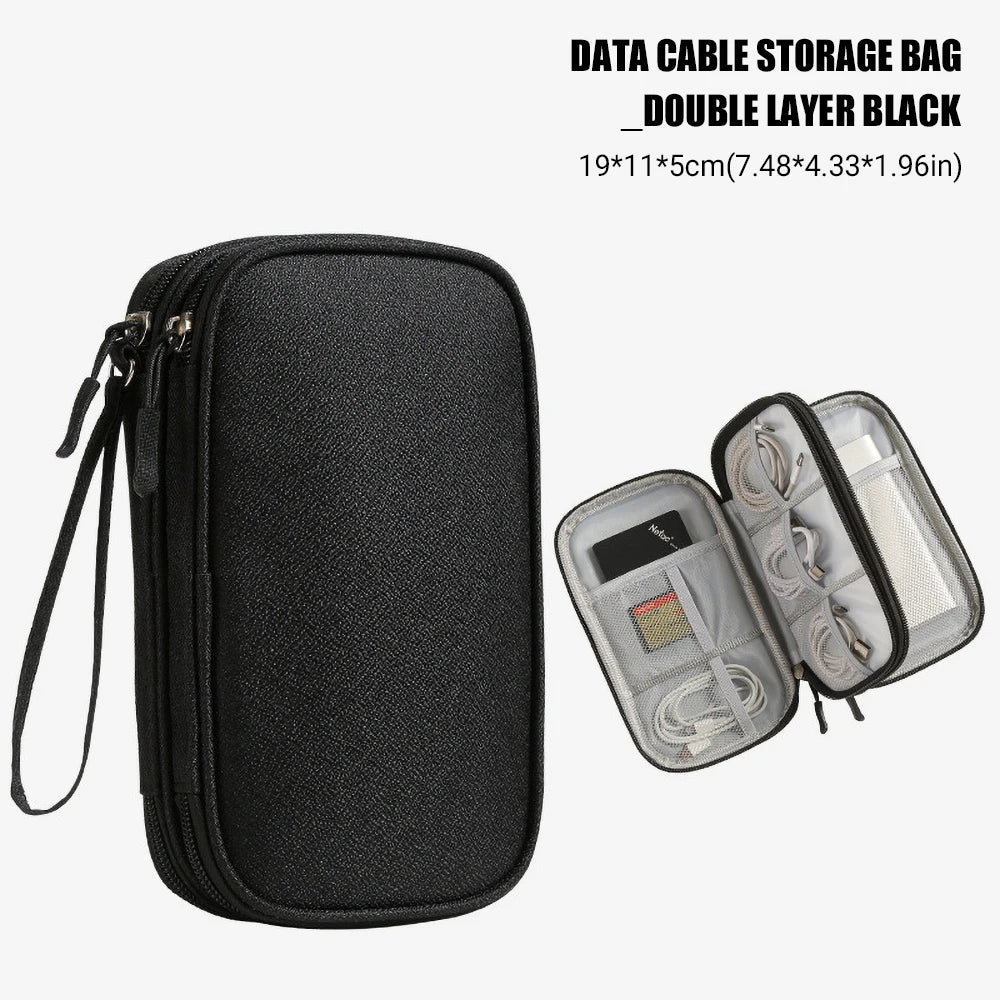 Waterproof Travel Cable Organizer Bag | Double Layer Carry Case