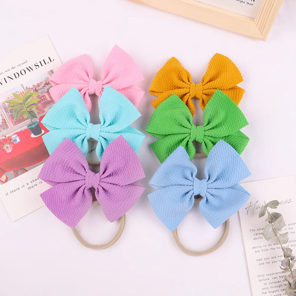 12-Pack Grosgrain Ribbon Hair Bows – Elastic Ponytail Holders