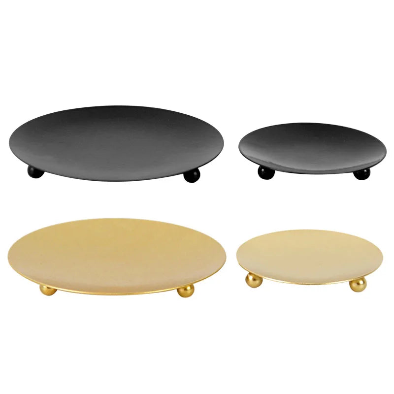 Black Gold Round Metal Candle Holder – Art Deco Home Decor