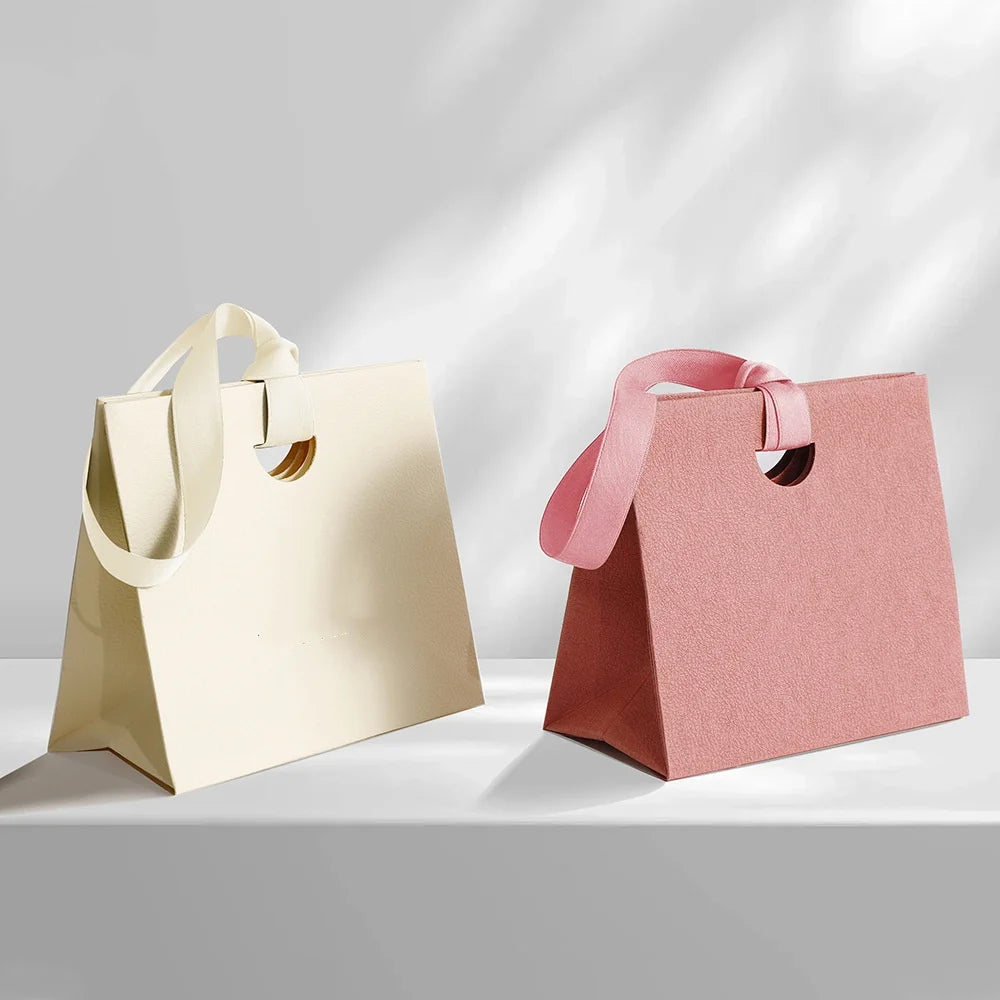 Jewelry Gift Paper Tote Bag with Ribbon | Elegant Packaging