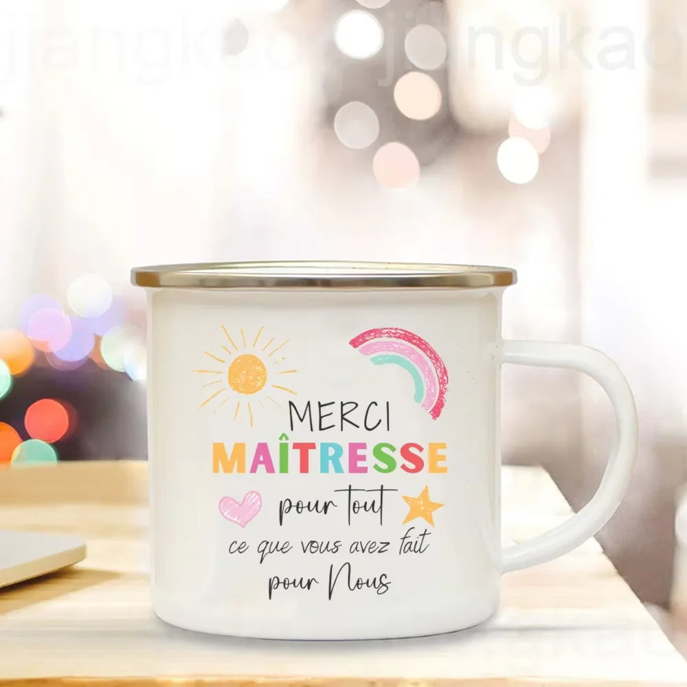Thank You Teacher Enamel Mug – Teacher's Day Gift Cup