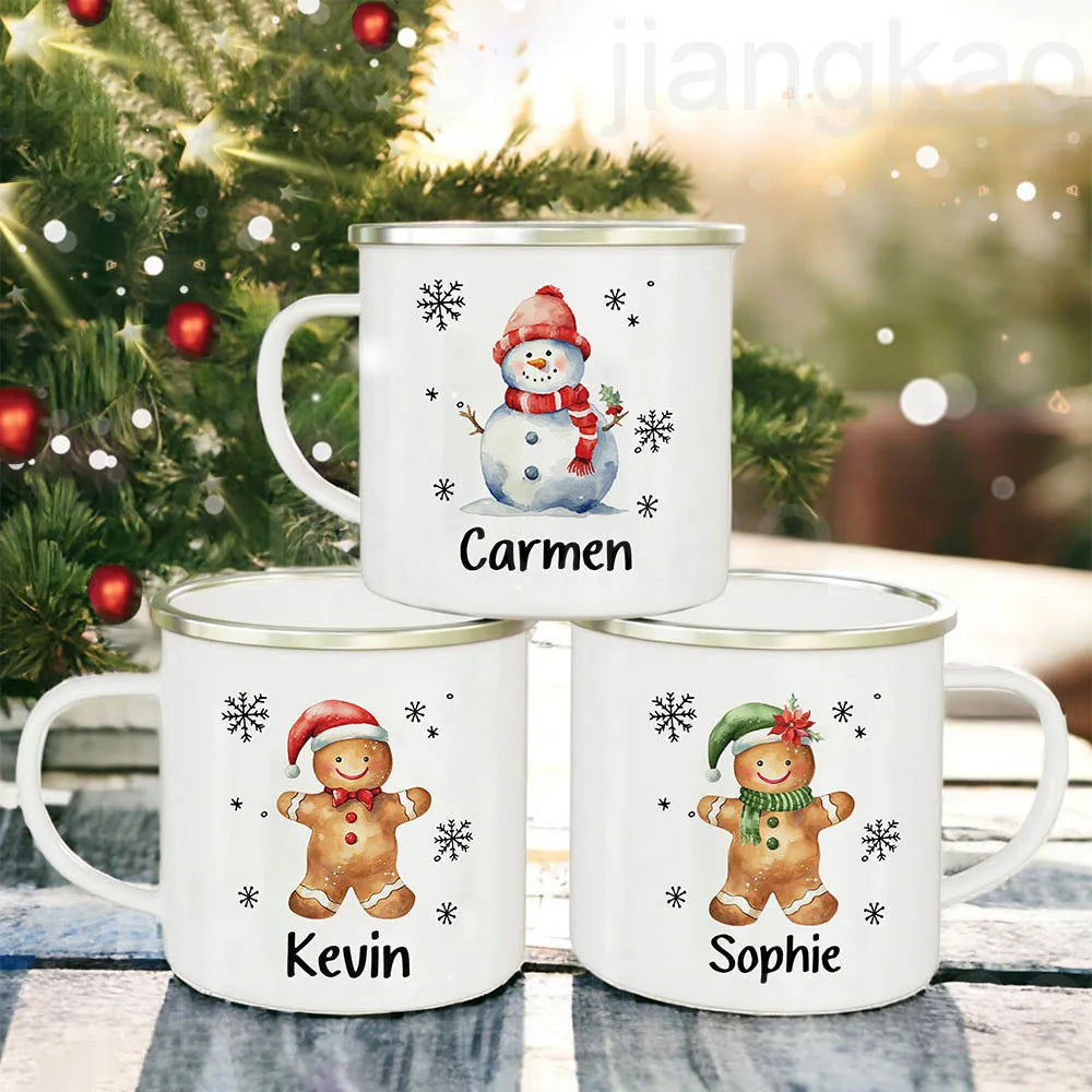 Personalized Snowman Enamel Mug – Kids Christmas Cocoa Cup