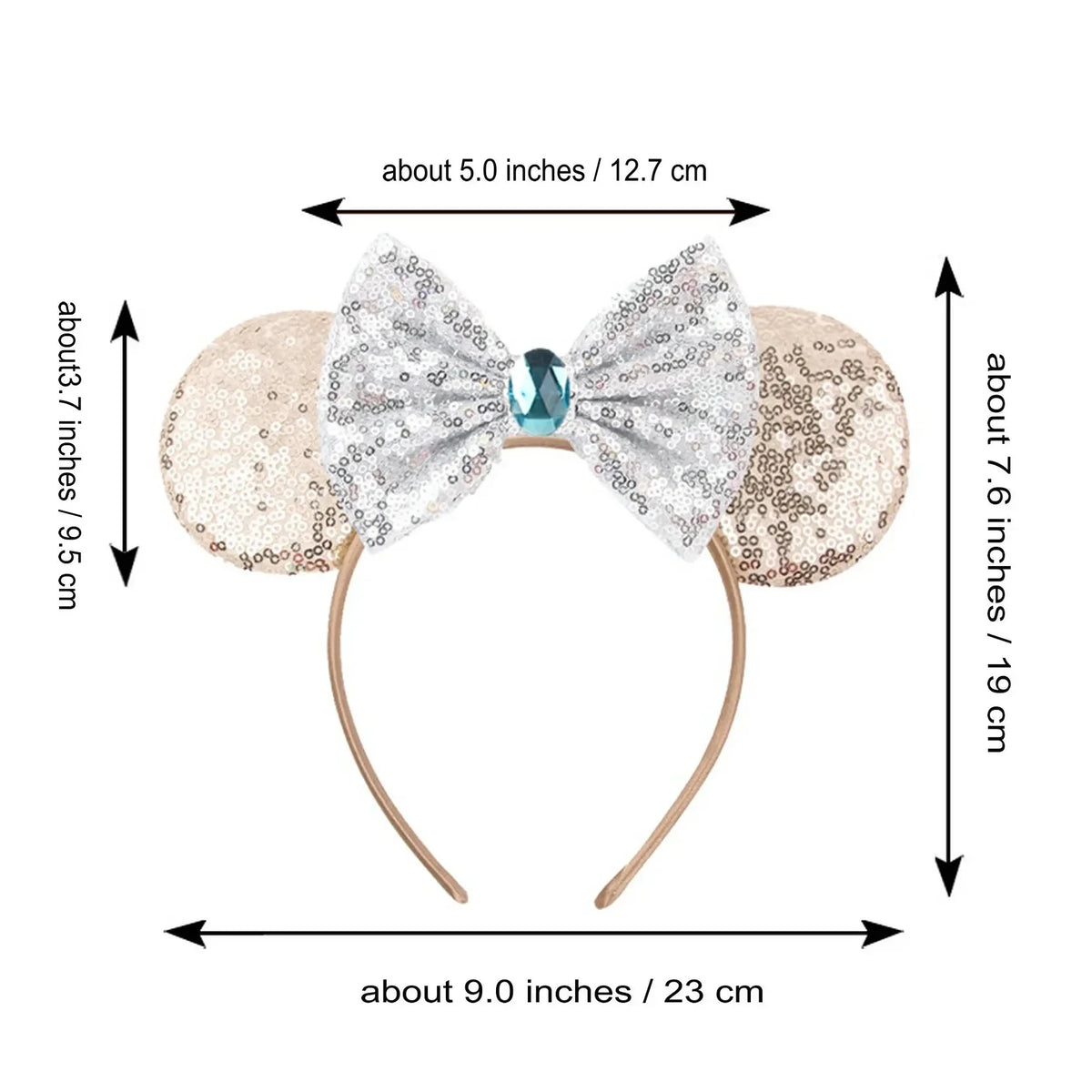 Silver Sequin Mouse Ears Headband – Girls' Bow Hairband