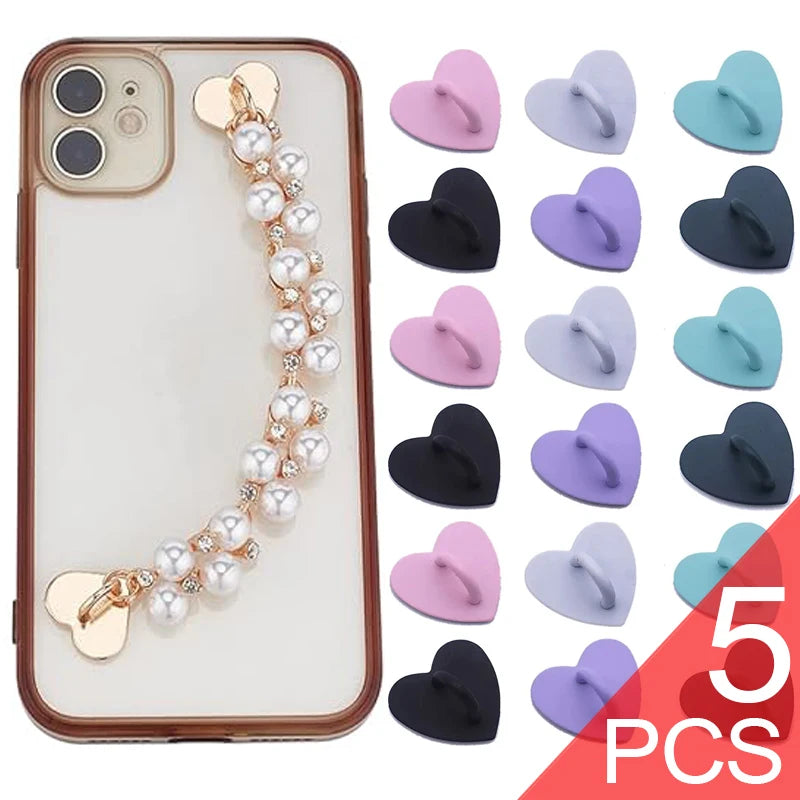 Self-Adhesive Metal Heart Phone Ring Stand & Hook Charm