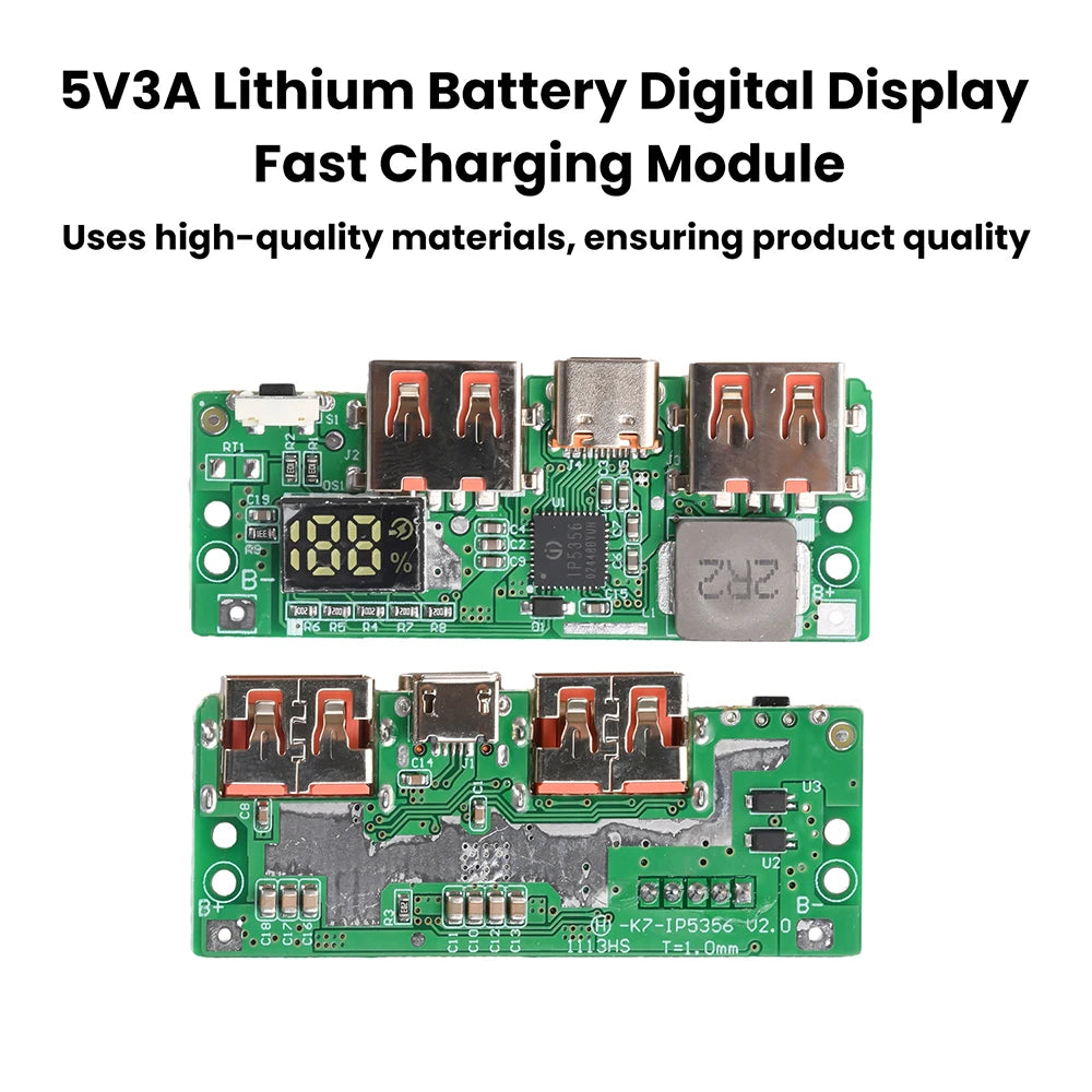 IP5356 Fast Charging Module 5V 3A USB-C QC3.0 PD3.0