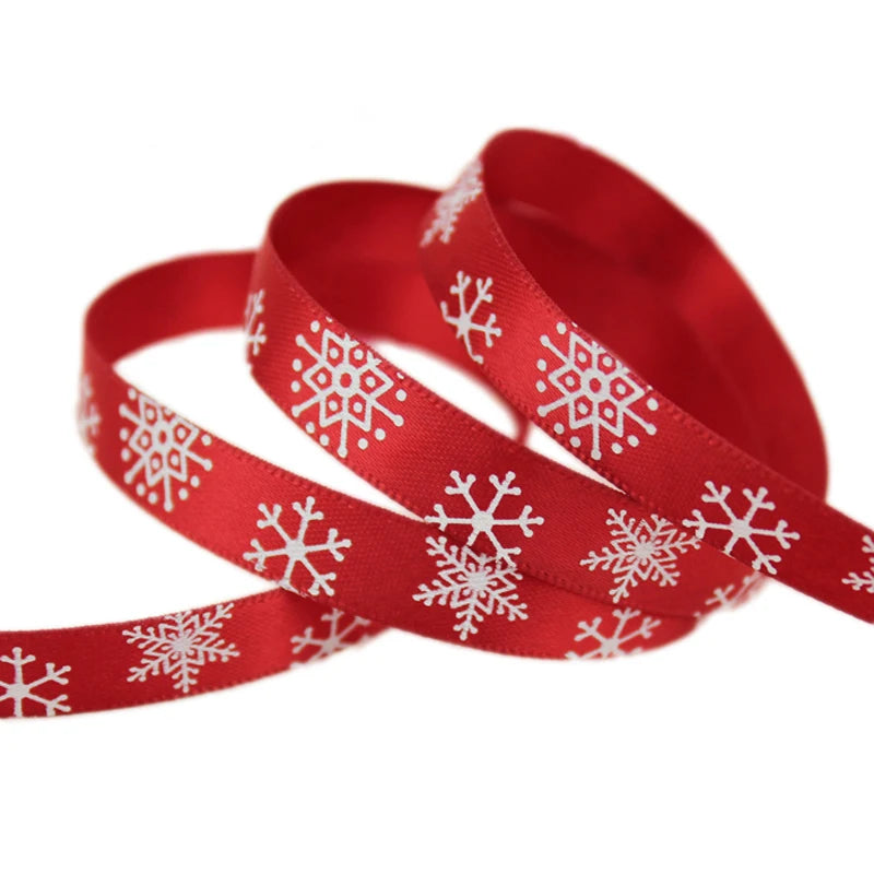 Red Snowflake Satin Ribbon 3/8" – Christmas Gift & Craft
