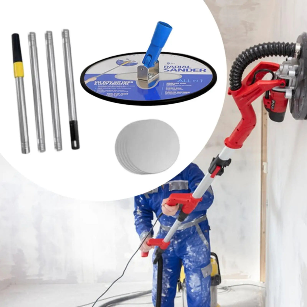 Drywall Pole Sander with Extension Pole – 360° Wall Sander