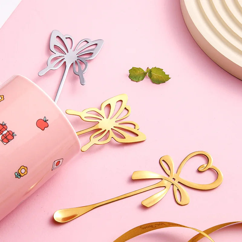 Stainless Steel Heart & Bow Spoon – Coffee & Dessert Spoon