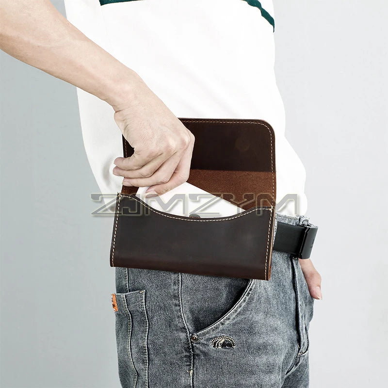 Men's Genuine Leather Waist Belt Bag – Slim Hip Fanny Pack