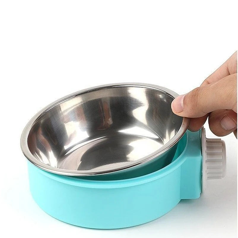 Stainless Steel Hanging Pet Bowl – Cage-Mount Dog & Cat Feeder