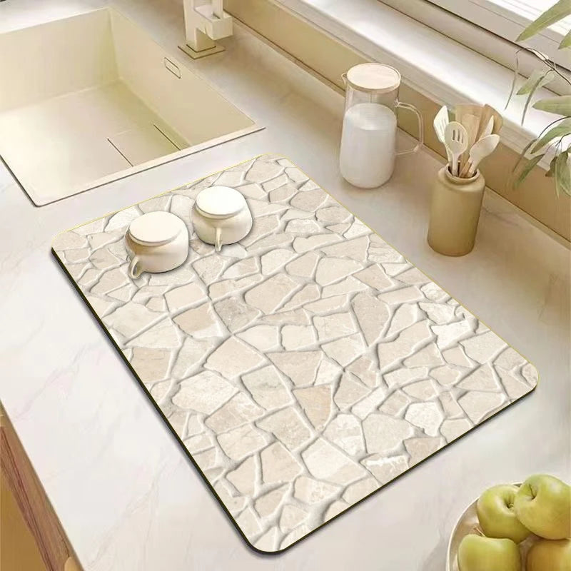 Wabi-Sabi Diatomite Dish Drying Mat | Absorbent Kitchen Mat
