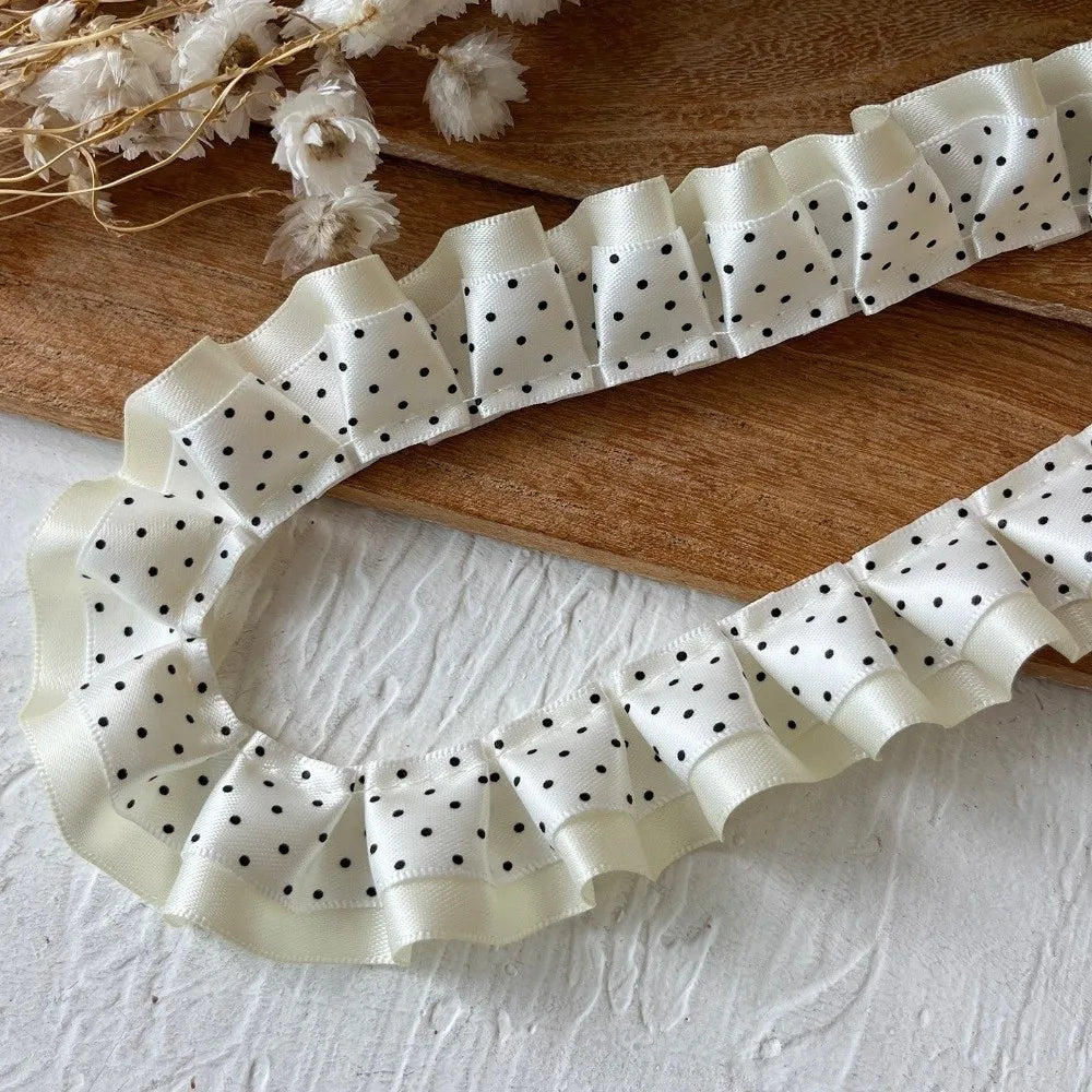 2M Pleated Ruffle Ribbon Trim – Double Layer Lace for DIY